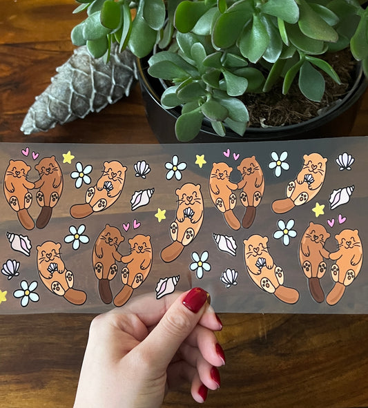 [ Doppelseitig ] 500 ml Trinkglas mit Deckel und Strohhalm | Otter