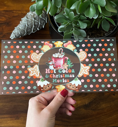 [ Doppelseitig ] 500 ml Trinkglas mit Deckel und Strohhalm | Hot Cocoa