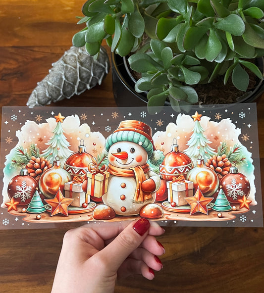 [ Doppelseitig ] 500 ml Trinkglas mit Deckel und Strohhalm | Schneemann