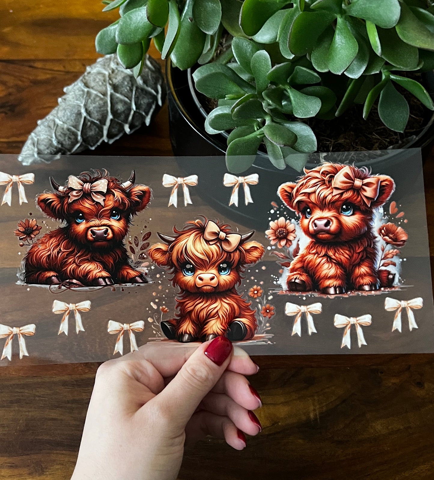 [ Doppelseitig ] 450 ml Teeglas mit Griff / Henkel | Hochlandkuh