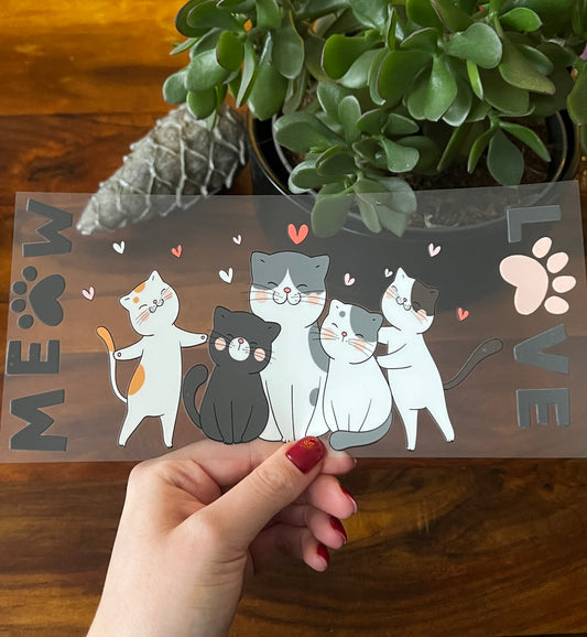 [ Doppelseitig ] 500 ml Trinkglas mit Deckel und Strohhalm | Meow Love