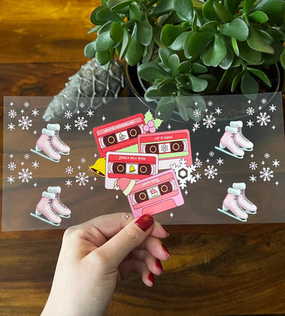 [ Doppelseitig ] 450 ml Teeglas mit Griff / Henkel | pinke Kasetten