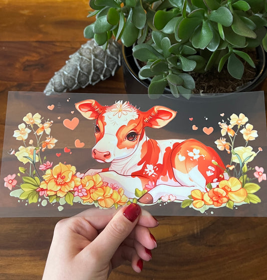 [ Doppelseitig ] 500 ml Trinkglas mit Deckel und Strohhalm | Kuh Baby