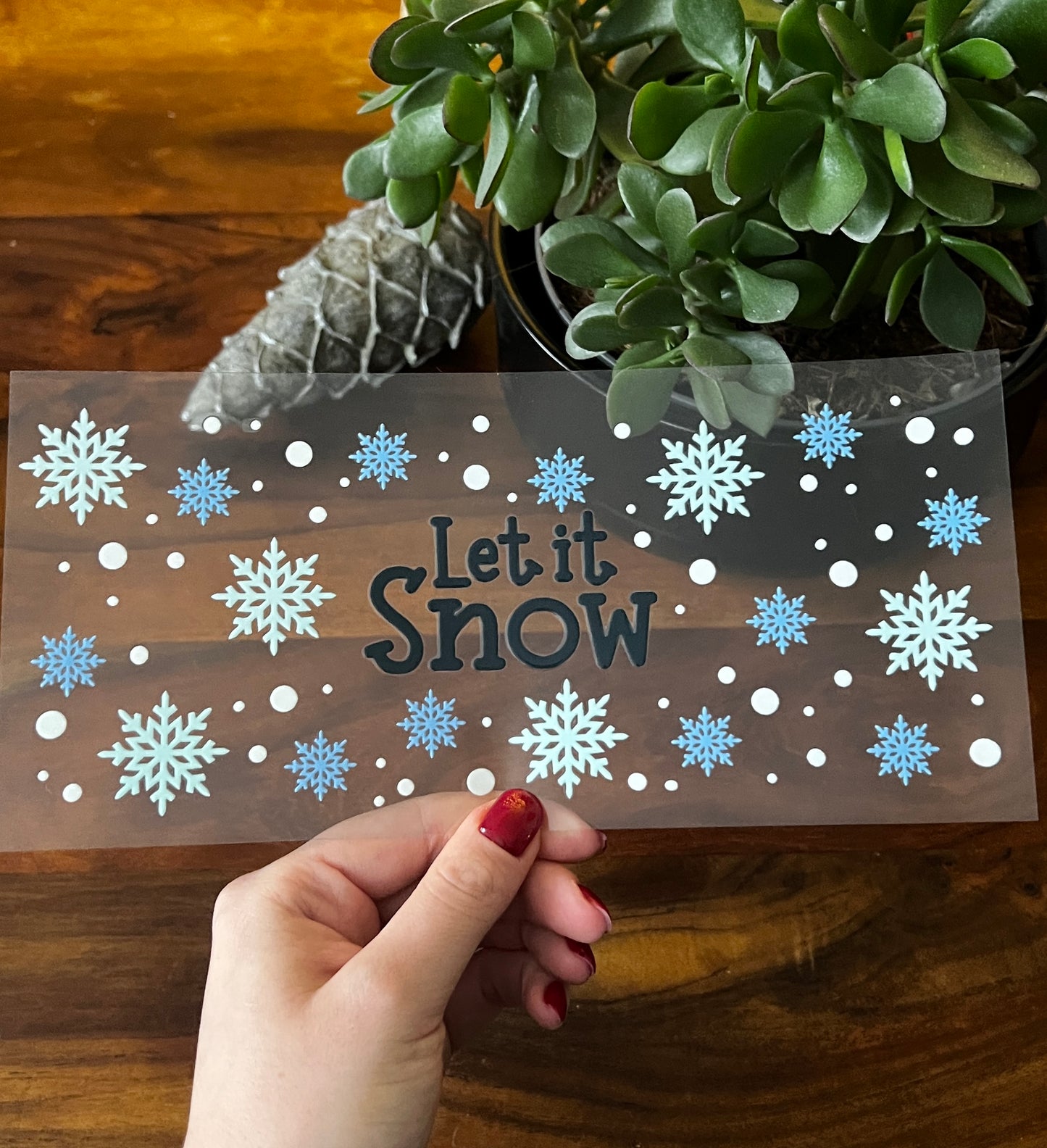 [ Doppelseitig ] 450 ml Teeglas mit Griff / Henkel | Let it snow