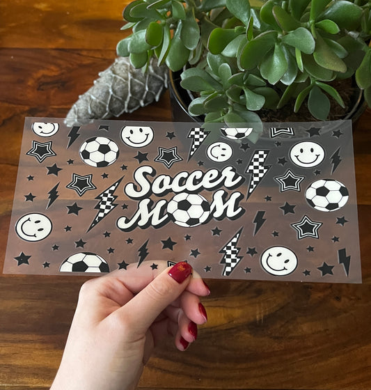 [ Doppelseitig ] 500 ml Trinkglas mit Deckel und Strohhalm | Soccer Mom