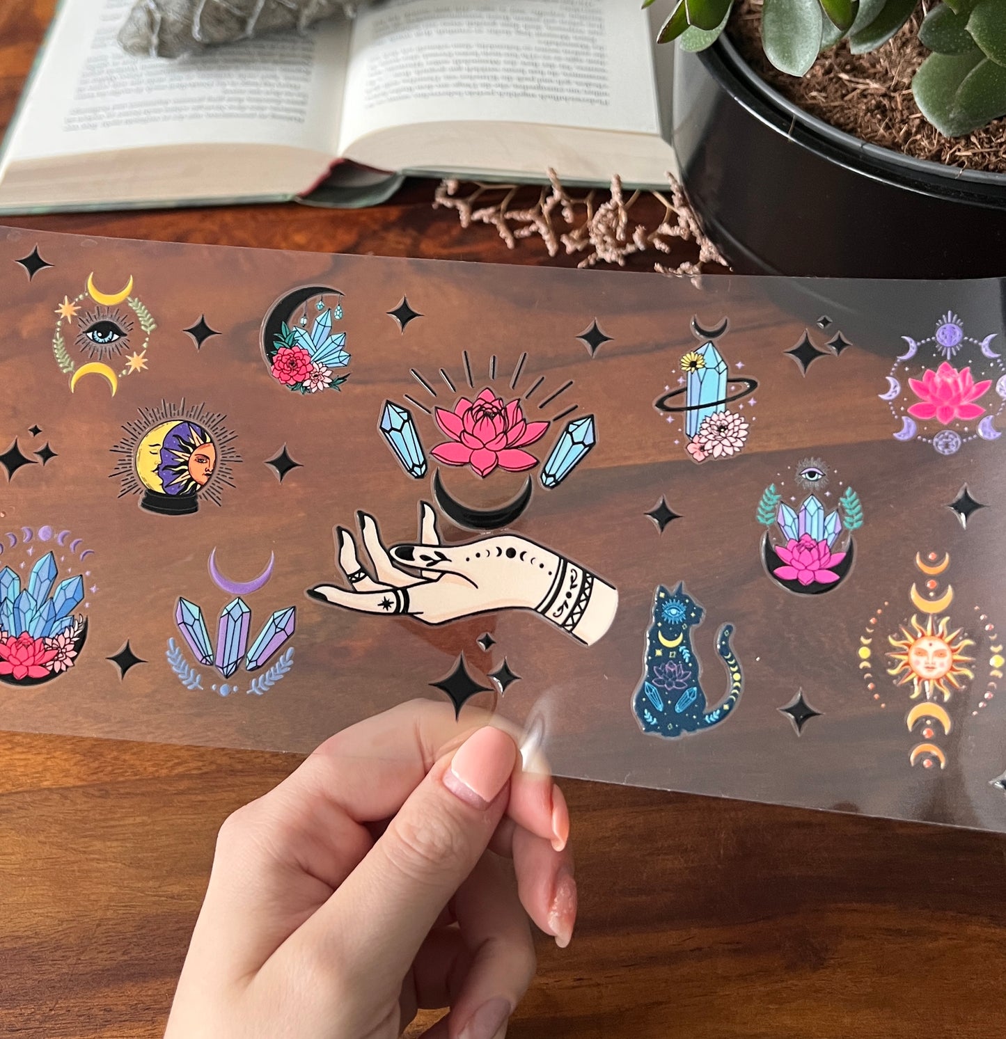 [ Doppelseitig ] 500 ml Trinkglasaufkleber | Mystik