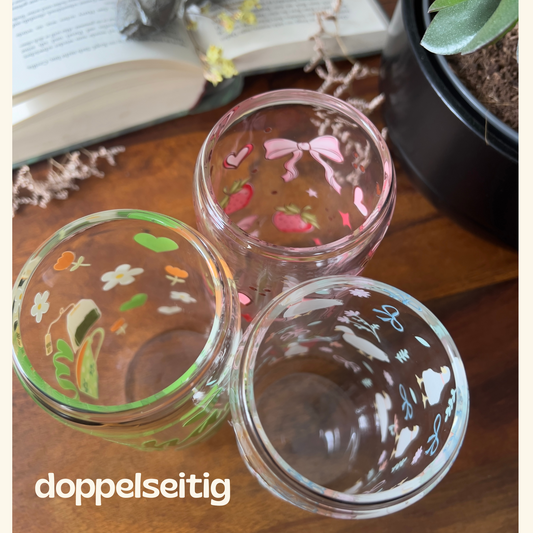 [ Doppelseitig ] 500 ml Trinkglas mit Deckel und Strohhalm | Axolotl