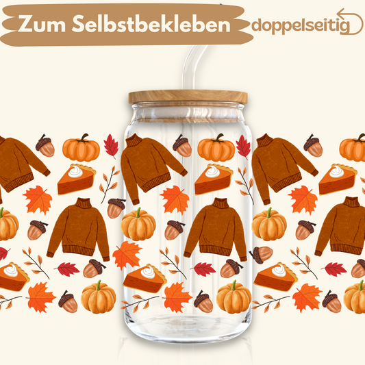 [ Doppelseitig ] 500 ml Trinkglasaufkleber | Rollkragen