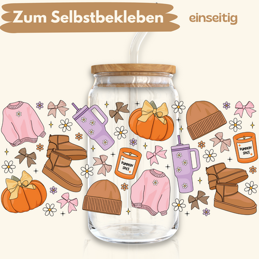 [ Einseitig ] 500 ml Trinkglasaufkleber | Ugg