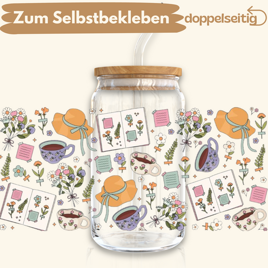 [ Doppelseitig ] 500 ml Trinkglasaufkleber | picknick