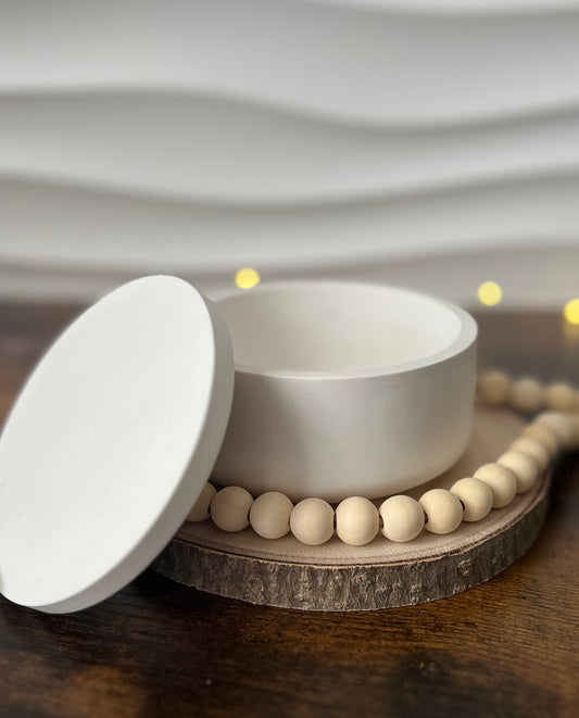 Keramik-Dekoschale mit Deckel | glatte Oberfläche | in beige und weitere Farben | minimalistisch | wasserabperlend