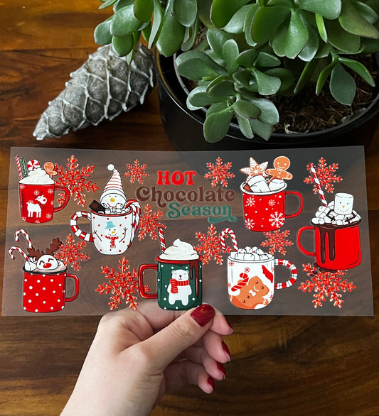 [ Doppelseitig ] 500 ml Trinkglasaufkleber | Hot chocolate