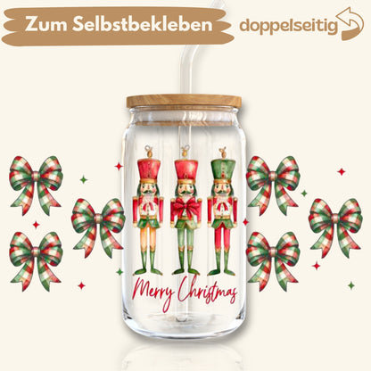 [ Doppelseitig ] 500 ml Trinkglasaufkleber | Nussknacker