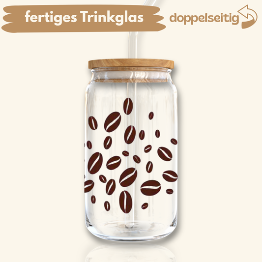 [ Doppelseitig ] 500 ml Trinkglas mit Deckel und Strohhalm | Papa