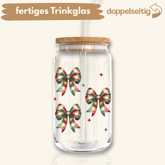 [ Doppelseitig ] 500 ml Trinkglas mit Deckel und Strohhalm | Nussknacker