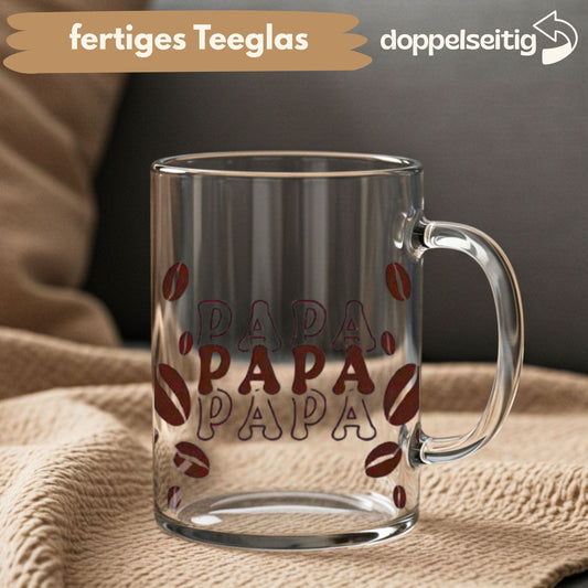 [ Doppelseitig ] 450 ml Teeglas mit Griff / Henkel | Papa