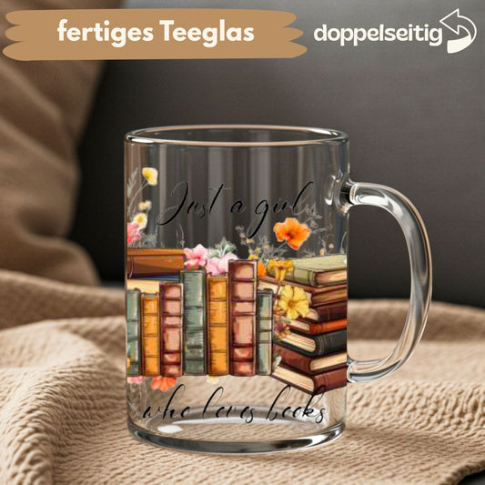 [ Doppelseitig ] 450 ml Teeglas mit Griff / Henkel | Just a girl