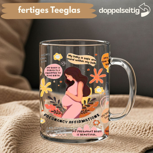 [ Doppelseitig ] 450 ml Teeglas mit Griff / Henkel | Schwangerschaft