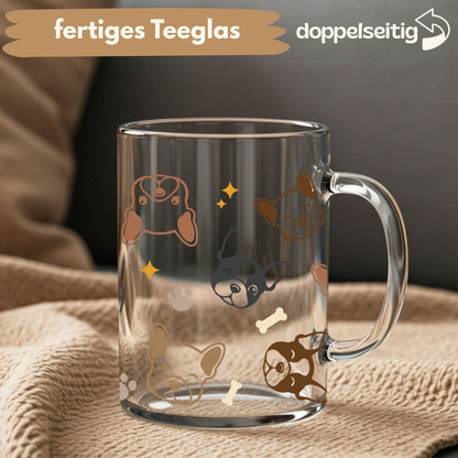 [ Doppelseitig ] 450 ml Teeglas mit Griff / Henkel | frenchies