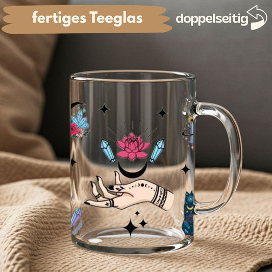 [ Doppelseitig ] 450 ml Teeglas mit Griff / Henkel | Mystik