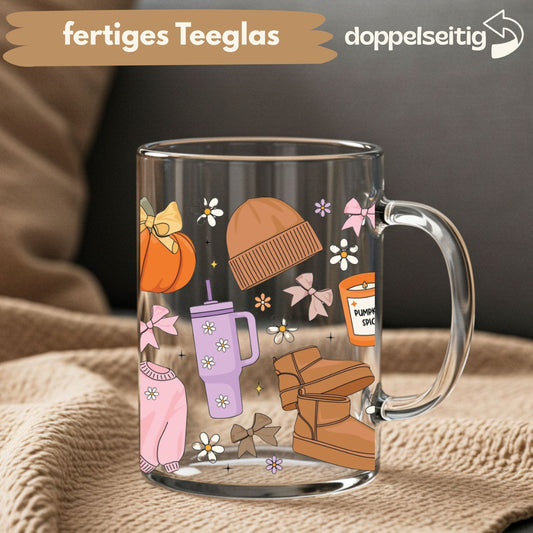 [ Einseitig ] 450 ml Teeglas mit Griff / Henkel | cosy girl
