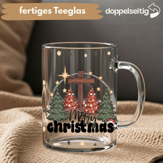 [ Doppelseitig ] 450 ml Teeglas mit Griff / Henkel | Jesus Christmas
